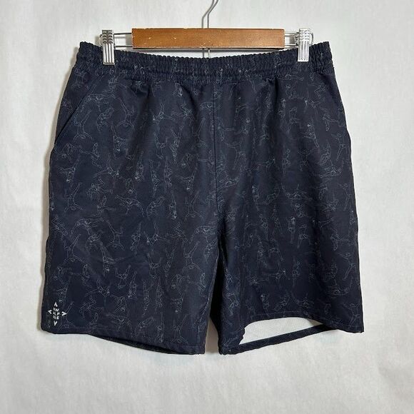 NW Alpine Mens Shorts Swim Trunks M Navy Blue Printed USA Made - Picture 2 of 7